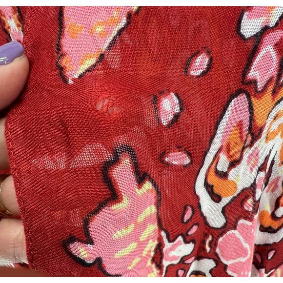 Quagga Kimono Cardigan One Size Red Colorful Floral Lightweight Boho Beach - Picture 3 of 11